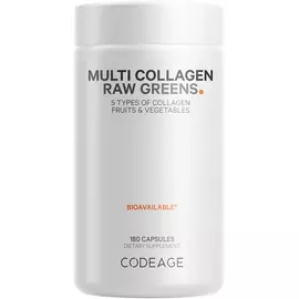 CodeAge Multi Collagen Raw Greens / П'ять типів колагену + 21 органічний фрукт і овоч 180 капсул від магазину біодобавок nutrido.shop