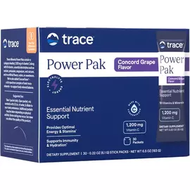 Вітамін C + електроліти + мультивітаміни Виноград 30 саше / Power Pak Grape, Trace Minerals в магазине биодобавок nutrido.shop