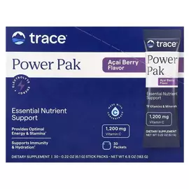 Trace Minerals Electrolyte Stamina Power Pak Acai Berry / Електроліти + вітамін С + мультивітаміни зі смаком асаї 30 саше  від магазину біодобавок nutrido.shop