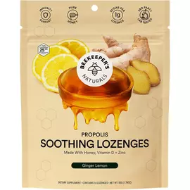 Beekeeper's Naturals Ginger Lemon / Льодяники для горла з прополісом, лимоном та імбирем 14 шт. в магазине биодобавок nutrido.shop
