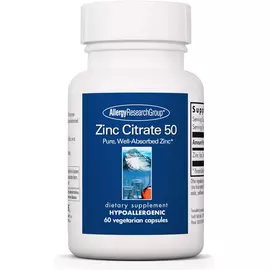 Allergy Research Zinc Citrate / Цинк цитрат для підтримки імунітету та обміну речовин 50 мг 60 капсул в магазине биодобавок nutrido.shop