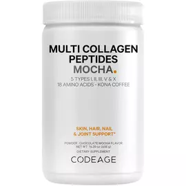 Codeage Multi Collagen Peptides Powder Mocha / Пептиды коллагена 5 типов со вкусом кофе Мокка 408 гр в магазине биодобавок nutrido.shop