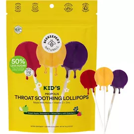 Beekeeper's Naturals Kid's Propolis Soothing Lollipops / Льодяники на паличці дитячі з прополісом 15 шт. в магазине биодобавок nutrido.shop