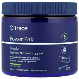 Trace Minerals Power Pak Lemon Lime / Вітамін C + електроліти + мультивітаміни смак лимона та лайма 275 г в магазине биодобавок nutrido.shop