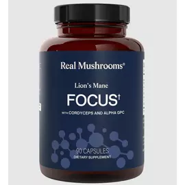 Real Mushrooms Lion's Mane Focus / Їжовик з Кордицепсом та Альфа-ГФХ для концентрації 90 капсул в магазине биодобавок nutrido.shop