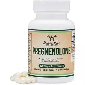 Double Wood Pregnenolone / Прегненолон підтримка вироблення гормонів 50 мг 120 капс від магазину біодобавок nutrido.shop
