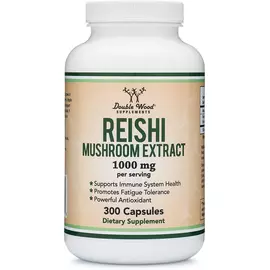 Double Wood Reishi Mushroom Extract / Рейши гриб для поддержки иммунитета 500 мг 300 капсул в магазине биодобавок nutrido.shop