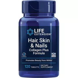 Life Extension Hair, Skin&Nails Collagen / Пептиди колагену для волосся, шкіри та нігтів 120 таблеток від магазину біодобавок nutrido.shop