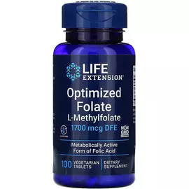 Life Extension Optimized Folate / Метилфолат 5-MTHF Витамин Б9 1,7 мг 100 таблеток в магазине биодобавок nutrido.shop