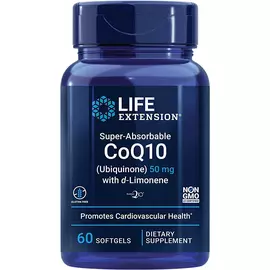 Life Extension Super-Absorbable CoQ10  with d-Limonene / Убихинон Ку10 с d-лимоненом 50 мг 60 капсул в магазине биодобавок nutrido.shop