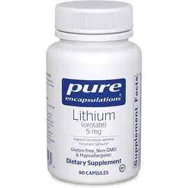 Pure Encapsulations Lithium Orotate / Литий оротат для поддержки памяти 5 мг 90 капсул в магазине биодобавок nutrido.shop