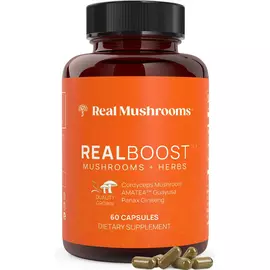 Real Mushrooms RealBoost / Суміш грибів для енергії та виносливості 60 капсул від магазину біодобавок nutrido.shop