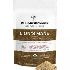 Real Mushrooms Lion's Mane / Ежовик гребенчатый органик порошок для когнитивного здоровья 150 г в магазине биодобавок nutrido.shop