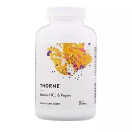 Thorne Research Betaine HCI & Pepsin / Бетаінгідрохлорід і пепсин 225 капс від магазину біодобавок nutrido.shop