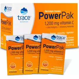 Вітамін C + електроліти + мультивітаміни Апельсин 30 саше / Power Pak Orange, Trace Minerals від магазину біодобавок nutrido.shop