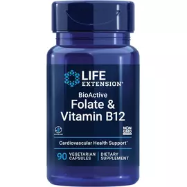 Life Extension BioActive Folate & Vitamin B12 / Фолат (5-MTHF) і вітамін Б12 (метилкобаламін) 90 капсул від магазину біодобавок nutrido.shop