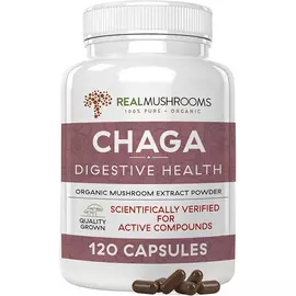 Real Mushrooms Chaga / Гриби з екстрактом чаги для підтримки імунітету і травлення 120 капс. від магазину біодобавок nutrido.shop