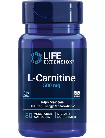 Life Extension L-Carnitine / L-карнитин поддержка митохондрий 500 мг 30 капсул в магазине биодобавок nutrido.shop