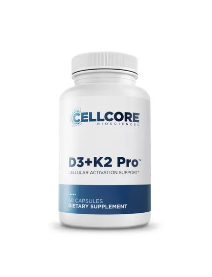 CellCore D3+K2 Pro / Вітаміни Д3 5000 МО + K2 180 мкг Підтримка кісток, серця та імунітету 60 капсул в магазине биодобавок nutrido.shop