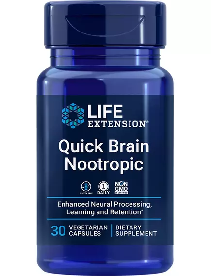 Life Extension Quick Brain Nootropic / Питательные вещества для мозга 30 капсул в магазине биодобавок nutrido.shop