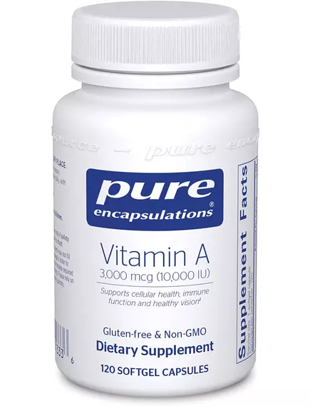 PURE ENCAPSULATIONS VITAMIN A FROM COD LIVER OIL / ВІТАМІН А З ОЛІЇ ПЕЧІНКИ ТРІСКИ 10.000 МЕ 120 КАПСУЛ від магазину біодобавок nutrido.shop