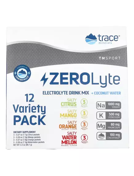 Trace Minerals ZeroLyte Multi Pack / Електроліти мультипак 12 саше (апельсин, цитрус, кавун, манго) від магазину біодобавок nutrido.shop