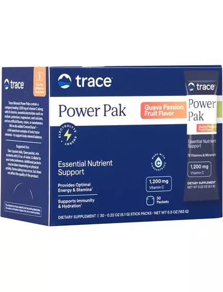Trace Minerals Power Pak Guava Passion Fruit / Вітамін C + електроліти + мультивітаміни Гуава Маракуя 30 саше від магазину біодобавок nutrido.shop