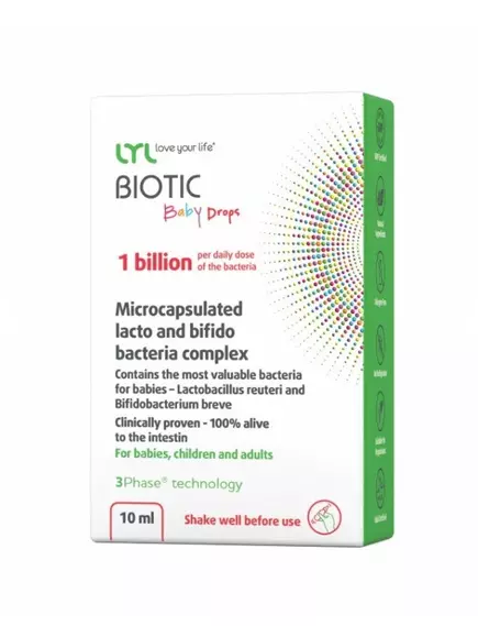 LYL Biotic baby drops / Лакто та біфідобактерії комплекс для новонароджених та дітей 10 мл від магазину біодобавок nutrido.shop