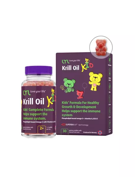 LYL Krill Oil KID / Олія криля Омега 3 і вітаміни А, С, Д, Е для дітей 30 желейних цукерок від магазину біодобавок nutrido.shop