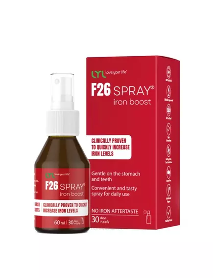 LYL F26 SPRAY Iron Boost / Високозасвоюване мікронізоване залізо спрей 60 мл від магазину біодобавок nutrido.shop
