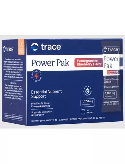 Trace Minerals Power Pak Pomegranate Blueberry / Вітамін C + електроліти + мультивітаміни Гранат/Чорниця 30 саше від магазину біодобавок nutrido.shop