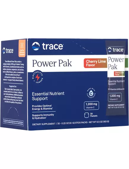 Trace Minerals Power Pak Cherry / Вітамін C + електроліти + мультивітаміни смак вишня-лайм 30 саше від магазину біодобавок nutrido.shop