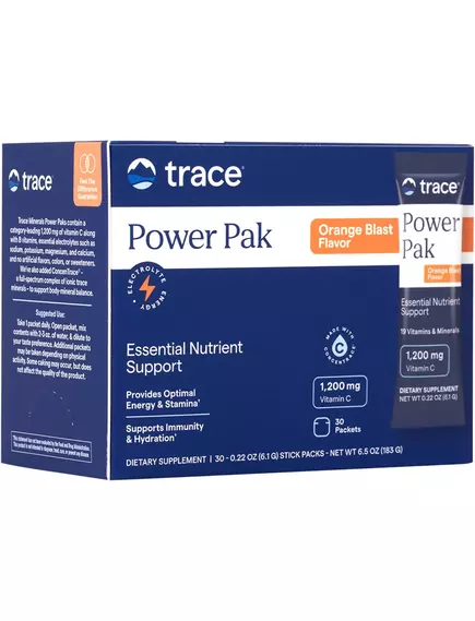 Trace Minerals Power Pak Orange / Вітамін C + електроліти + мультивітаміни Апельсин 30 саше від магазину біодобавок nutrido.shop