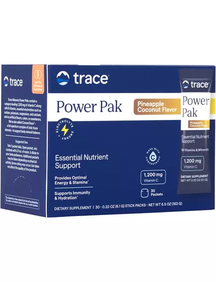 Trace Minerals Power Pak Pineapple Coconut / Вітамін C + електроліти + мультивітаміни Ананас і Кокос 30 саше від магазину біодобавок nutrido.shop