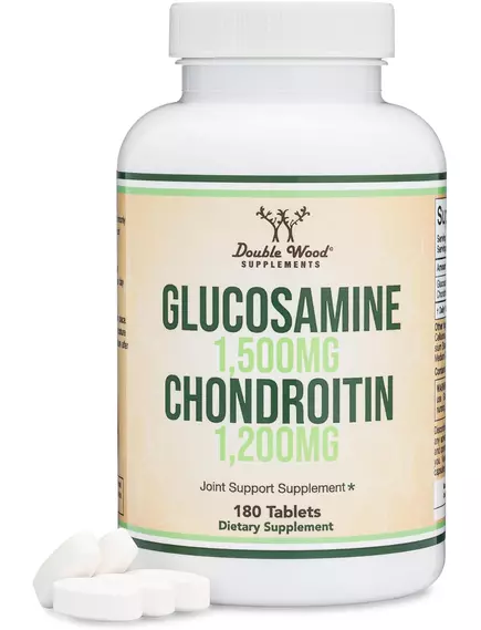 Double Wood Glucosamine Chondroitin / Глюкозамін і хондроїтин підтримка здоров'я суглобів 180 капсул від магазину біодобавок nutrido.shop