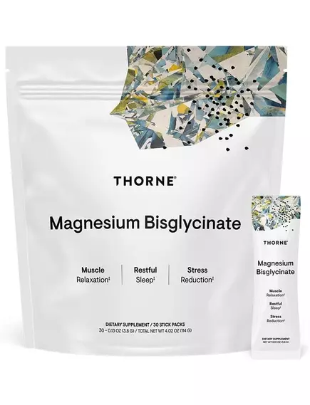 Thorne Research Magnesium Bigglycinat / Магній бісгліцинат дорожній набір 30 саше в магазине биодобавок nutrido.shop