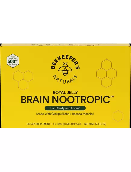 Beekeeper Naturals Royal Jelly Brain Fuel / Маточне молочко для здоров'я мозку 6 шт. по 10 мл в магазине биодобавок nutrido.shop