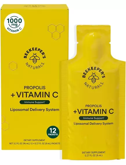 Beekeeper's Naturals Liposomal Propolis + Vitamin C / Ліпосомальний прополіс + вітамін С 12 саше в магазине биодобавок nutrido.shop