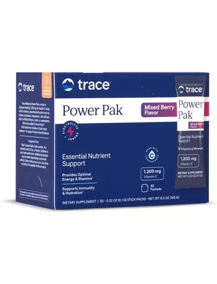 Trace Minerals Power Pak Mixed Berry / Вітамін C + електроліти + мультивітаміни Ягідний мікс 30 саше в магазине биодобавок nutrido.shop