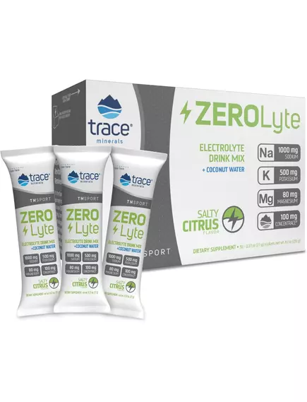 Trace Minerals ZeroLyte Salty Citrus / Електроліти зі смаком солоного цитруса 30 саше від магазину біодобавок nutrido.shop