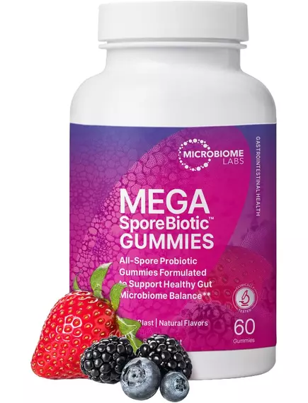 Microbiome Labs MegaSporeBiotic Gummies / Пробіотик у жувальній формі для імунітету та ШКТ 60 штук в магазине биодобавок nutrido.shop