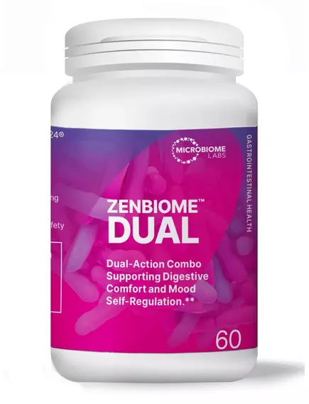 Microbiome Labs Zenbiome Dual / Комплекс пробиотиков поддержка пищеварения и настроения 60 капсул в магазине биодобавок nutrido.shop