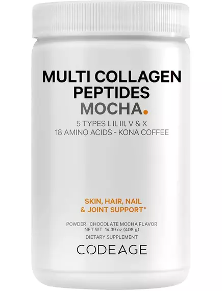 CODEAGE MULTI COLLAGEN PEPTIDES POWDER MOCHA / ПЕПТИДИ КОЛЛАГЕНА 5 ТИПІВ ЗІ СМАКОМ КАВИ МОККА 408 ГР. від магазину біодобавок nutrido.shop