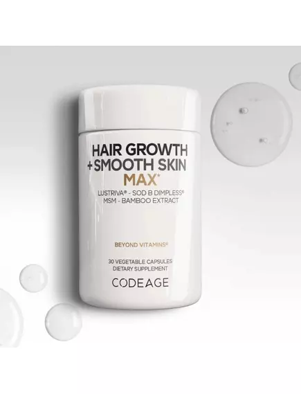 CodeAge Hair Growth + Smooth Skin Max / Комплекс вітамінів для росту волосся і гладкої шкіри 30 капсул, фото 5 від магазину біодобавок nutrido.shop