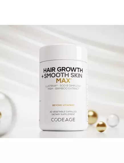 CodeAge Hair Growth + Smooth Skin Max / Комплекс вітамінів для росту волосся і гладкої шкіри 30 капсул, фото 7 від магазину біодобавок nutrido.shop