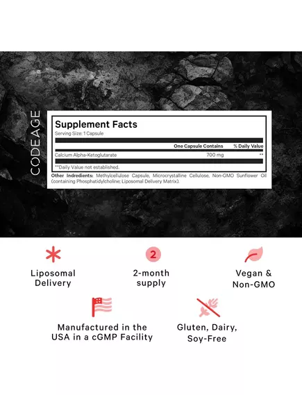 CodeAge Liposomal Calcium AKG / Ліпосомальний кальцій альфа-кетоглутарат 60 капсул, фото 9 від магазину біодобавок nutrido.shop