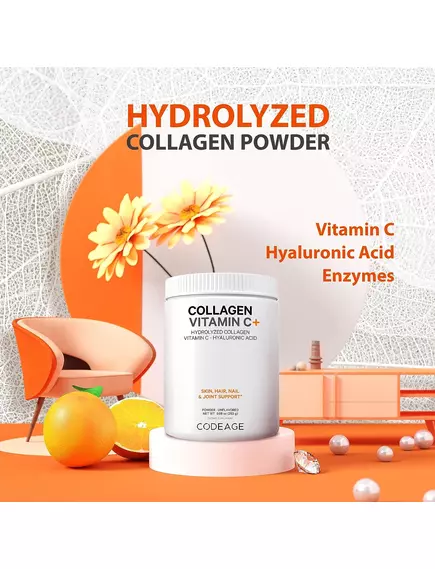 CodeAge Collagen Peptides Powder + / Пептиды коллагена + витамин С 283 г, фото 3 в магазине биодобавок nutrido.shop
