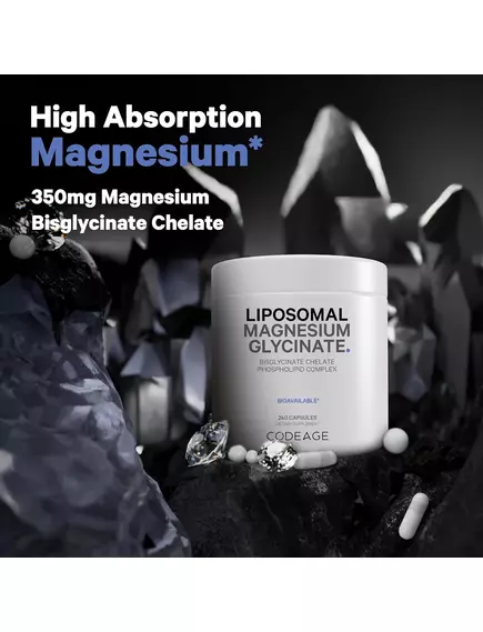 CODEAGE LIPOSOMAL MAGNESIUM GLYCINATE / МАГНІЙ ГЛІЦИНАТ ЛІПОСОМАЛЬНИЙ 240 КАПСУЛ, фото 3 від магазину біодобавок nutrido.shop