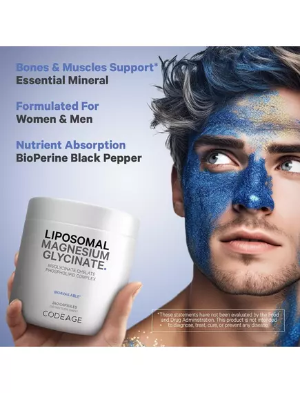 CODEAGE LIPOSOMAL MAGNESIUM GLYCINATE / МАГНІЙ ГЛІЦИНАТ ЛІПОСОМАЛЬНИЙ 240 КАПСУЛ, фото 5 від магазину біодобавок nutrido.shop