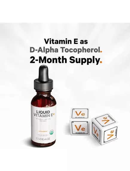 CodeAge Liquid Vitamin E+ / Ліпосомальний вітамін Е органік на МСТ олії 59,2 мл, фото 3 від магазину біодобавок nutrido.shop